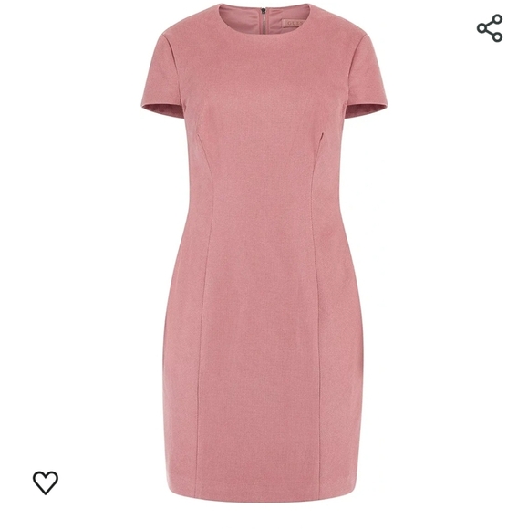 NWT GUESS Ramona dress. Shiny squared bonded suede. Blush pink. Size S. - Picture 1 of 13